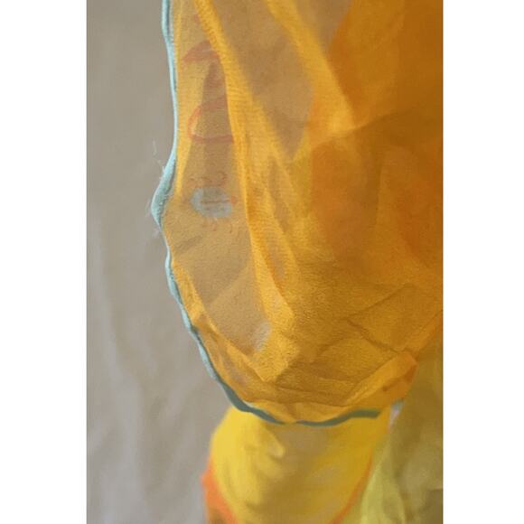 Vintage VERA Neumann Scarf Ladybug Signed ~ Semi Sheer ~ Orange/Yellow - Picture 3 of 7